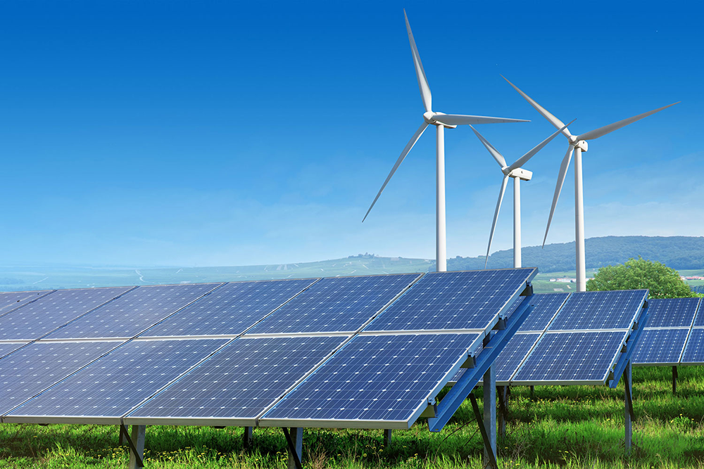 solar panels and wind turbines
